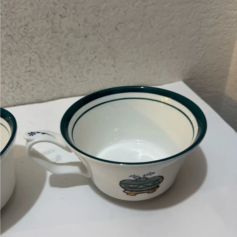 2 Piece Vintage Korean Chum Bone China Bowls  Handmade & Painted